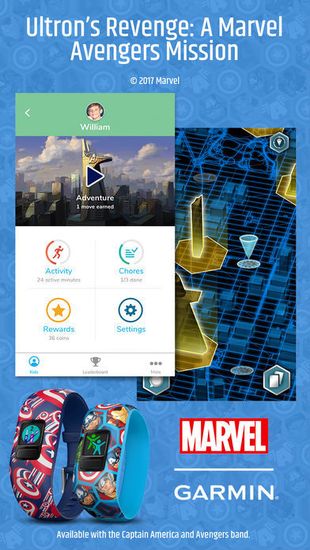 Трекер активности для детей Garmin Vivofit Jr. 2 Captain America  010-01909-12