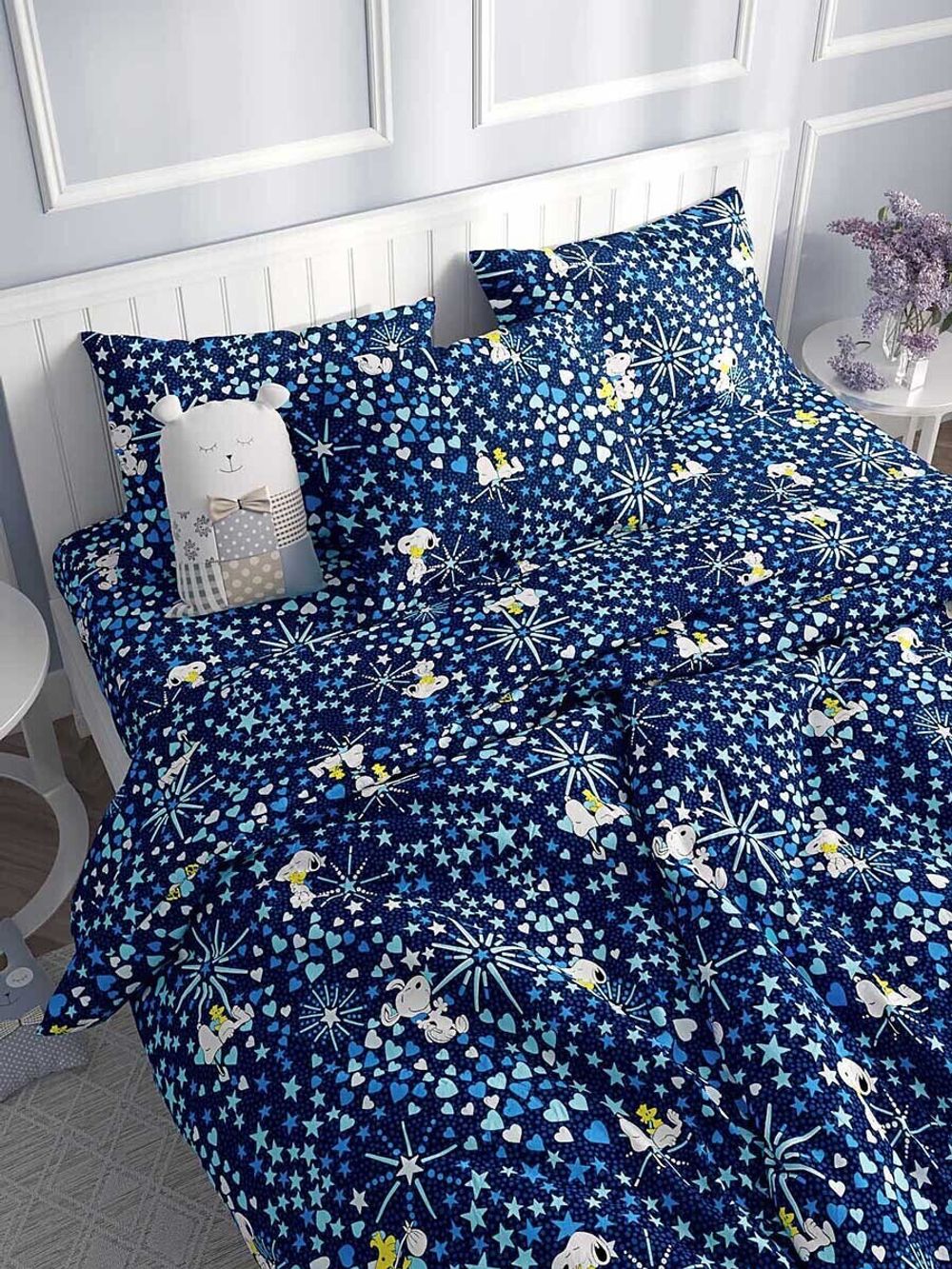 Наволочка комплект 2шт перкаль Сказка "Снупи" 50x70 см на молнии