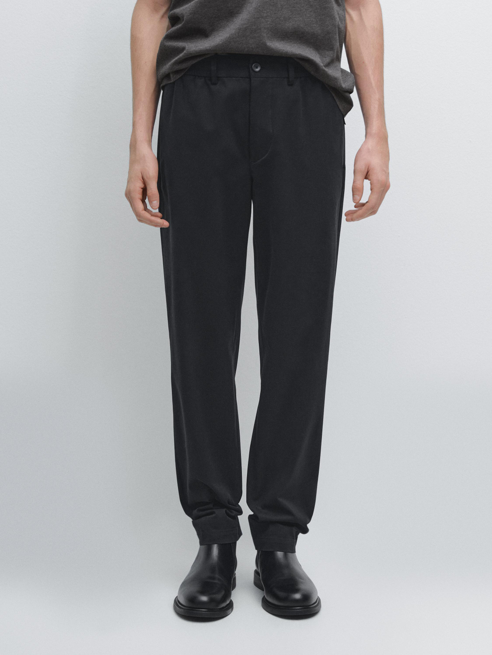 Massimo Dutti Брюки-джоггеры из смесовой хлопковой ткани, темно-синий