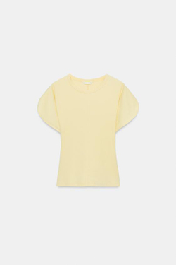 ZARA ФУТБОЛКА С ОБЪЕМНЫМИ РУКАВАМИ, ЖЕЛТЫЙ