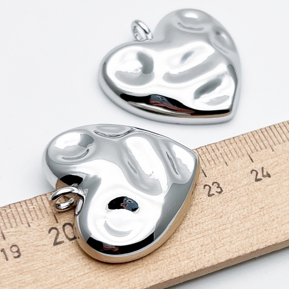 Подвеска Сердце, цвет серебро (родий), размер 30*31 мм, цена за 1 шт