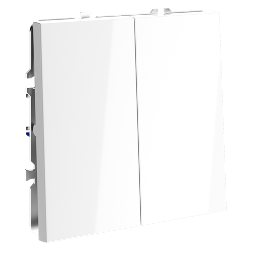 Перекрестный переключатель встраиваемый VOLTUM S70 двухклавишный 10А, (белый глянцевый)