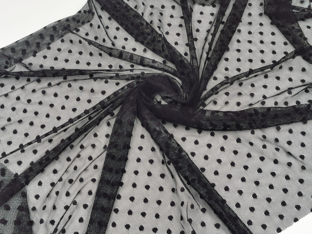 Эластичная сетка, черный с мушками (мушка 5мм), (Арт: ESM-170)