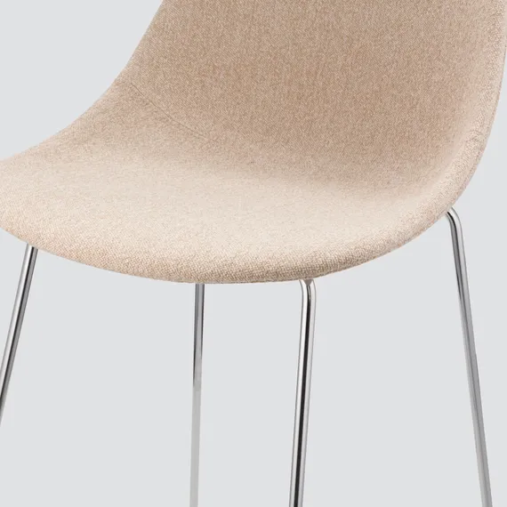 Полубарный стул Vid Soft 65 см, бежевый, ножки хром