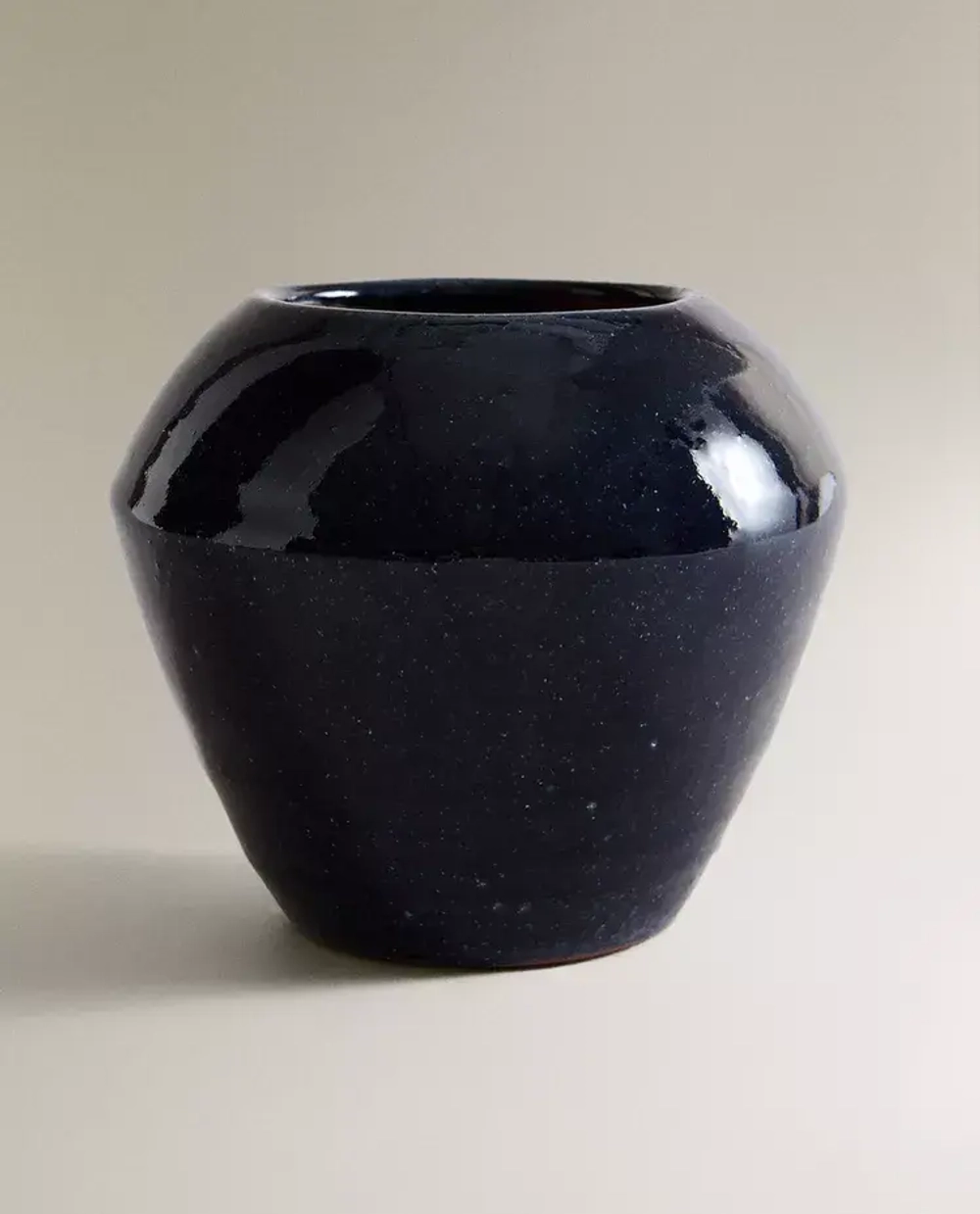 ZARA HOME ТЕРРАКОТОВАЯ ВАЗА С ЭМАЛЬЮ, СИНИЙ