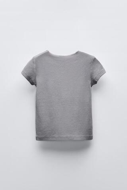 ZARA ФУТБОЛКА СО СТРАЗАМИ, АНТРАЦИТОВО-СЕРЫЙ