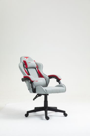 Кресло спортивное TopChairs Phantom ткань серо-красный