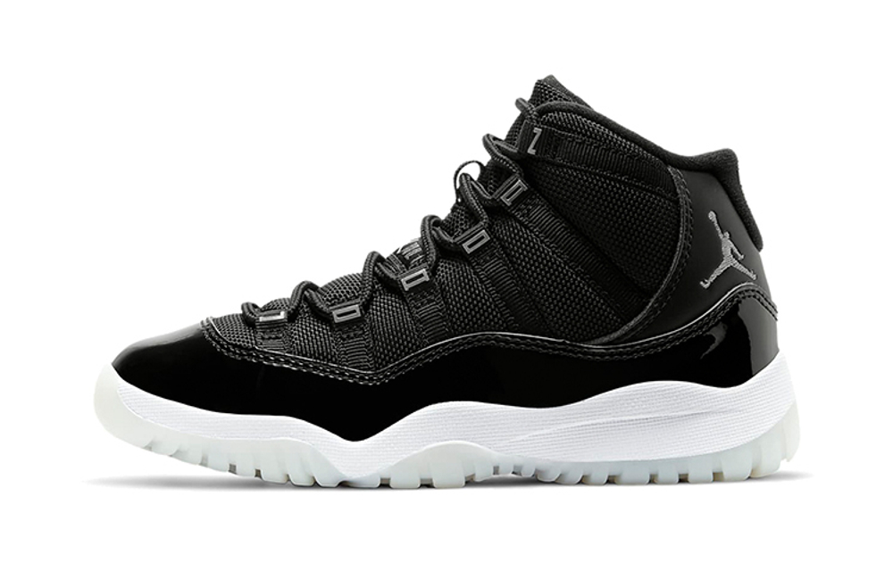 Middle-aged children Jordan Air Jordan 11 Retro Jubilee comfortable trend high-top children's basketball shoes black silver