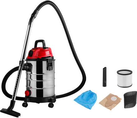 Пылесос строительный WORTEX VC 2515-1 WS 1400 Вт, 25 л, провод 4 м, шланг 3 м