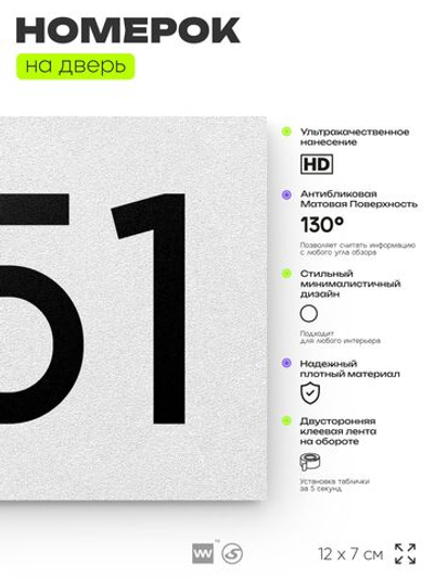 Номер на дверь 551, табличка на дверь для офиса, квартиры, кабинета, аудитории, склада, белая 120х70 мм, Айдентика Технолоджи