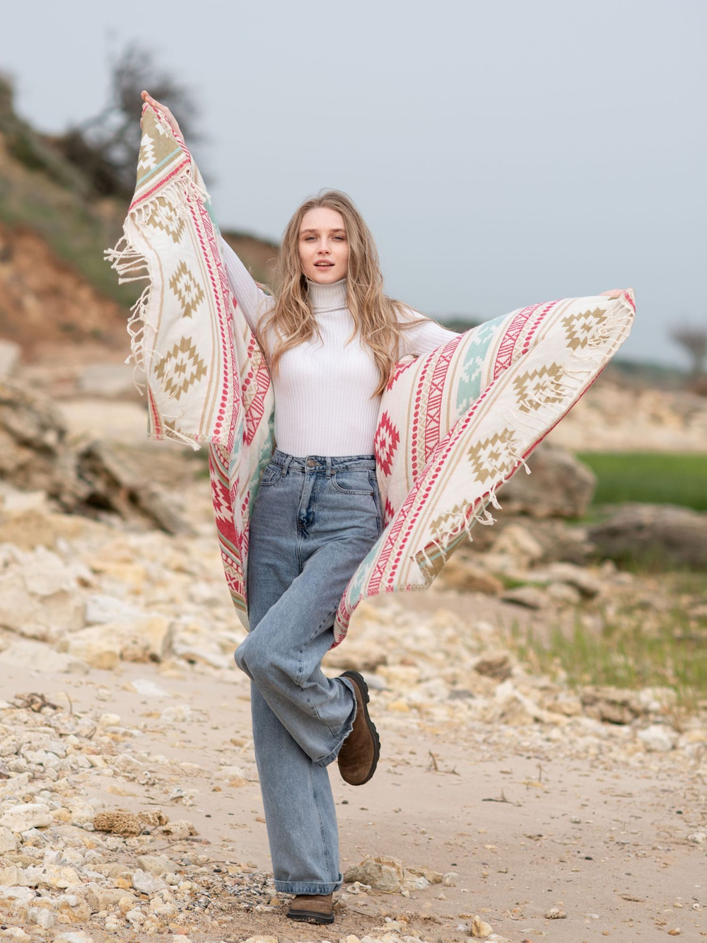 Шарф теплый с орнаментом Сканди