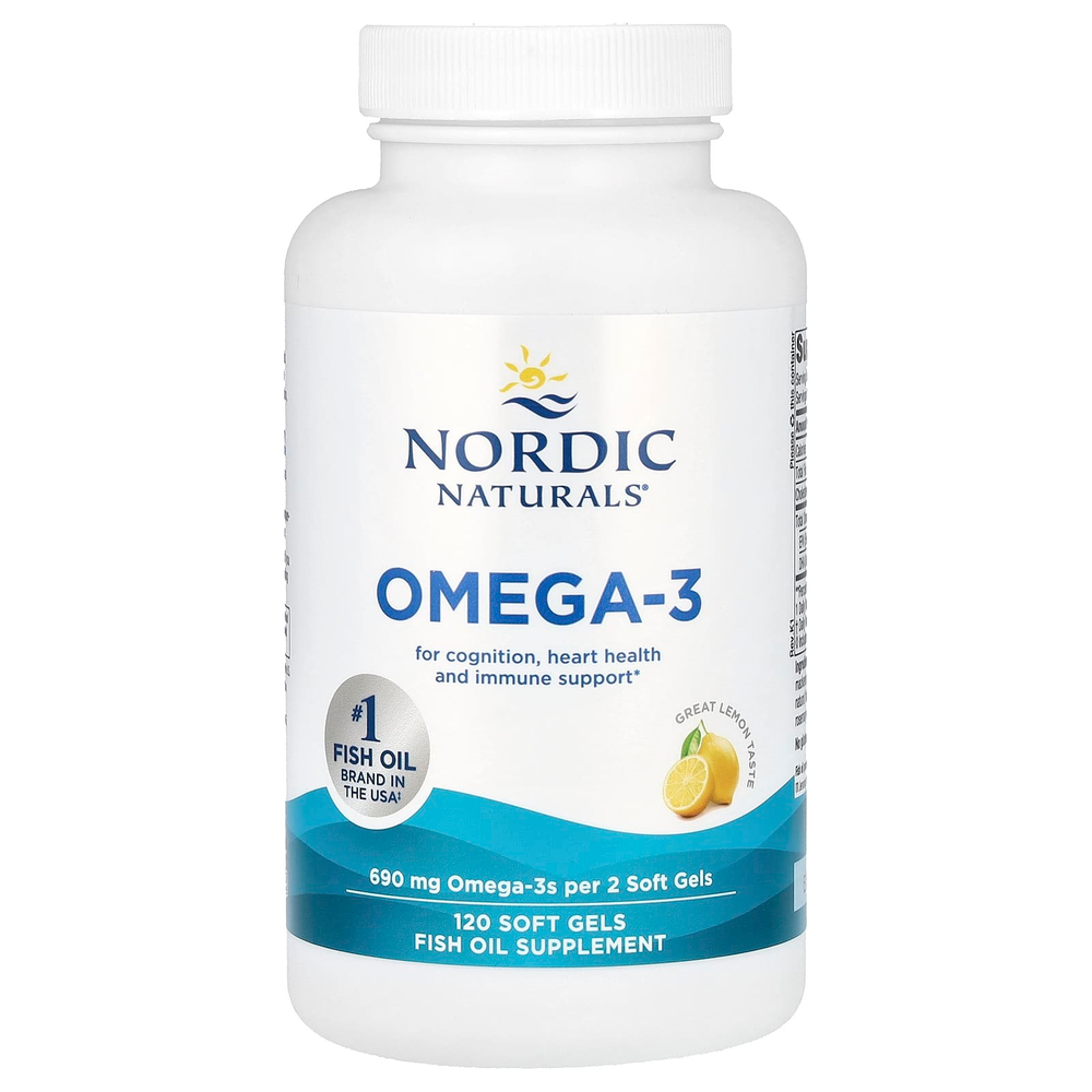 Nordic Naturals, омега-3, лимон, 120 капсул (345 мг в 1 капсуле)