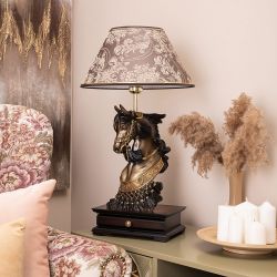 Настольная лампа с бюро Лошадь императора Бронза с абажуром 38 Голдбраун