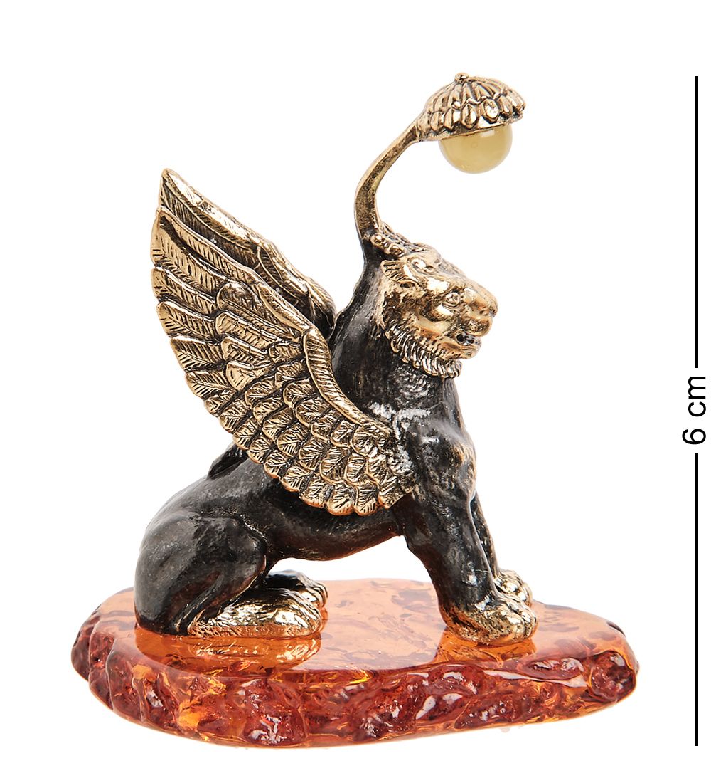 Народные промыслы AM- 975 Фигурка «Грифон» (латунь, янтарь)