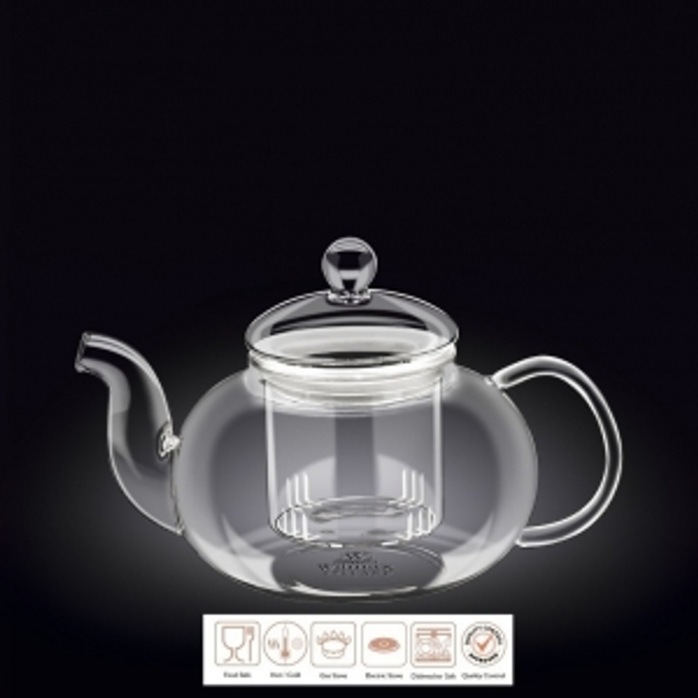 Чайник 1200 мл. заварочный, с колбой стекл. Thermo Glass Wilmax (57633)