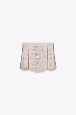 ZARA МИНИ-ЮБКА С БАХРОМОЙ, РОЗОВЫЙ