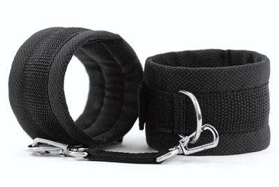 Черные наручники My rules на сцепке (Цвет: черный)