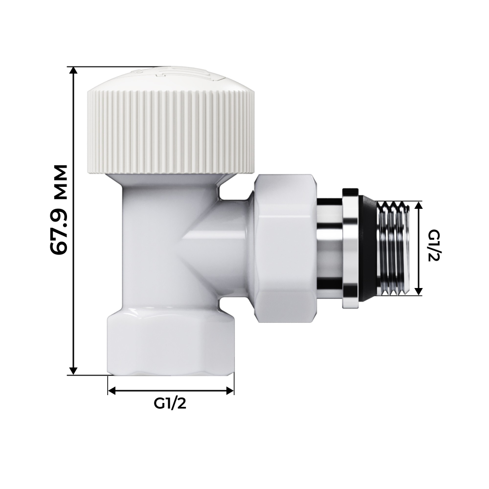 Набор термостатический угловой Royal Thermo Design 1/2quot;М30х1,5 (Белый)