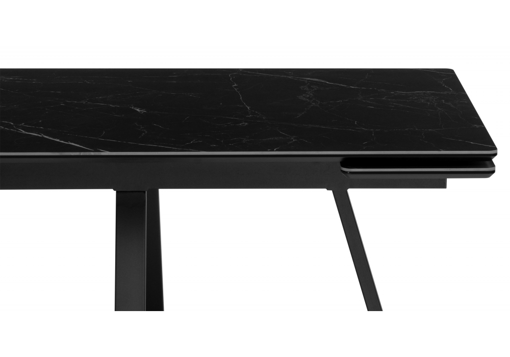 Керамический стол Woodville Памелла 120(180)х80 shakespeare black, черный, ножки черные