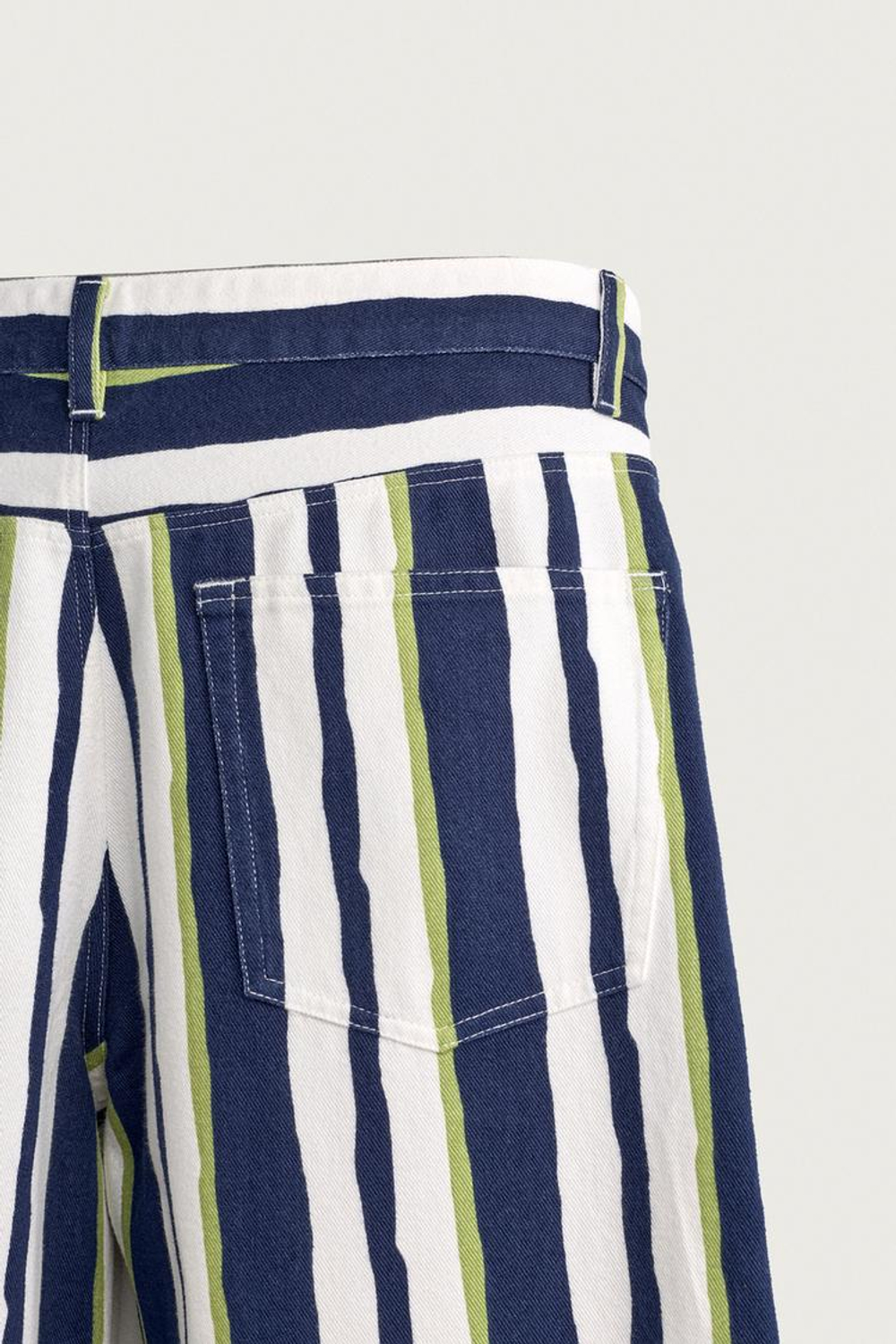 ZARA БРЮКИ STRAIGHT FIT В ПОЛОСКУ, МОРСКОЙ СИНИЙ