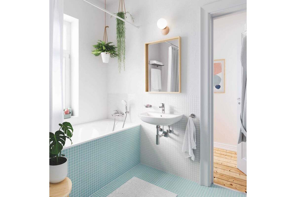 Смеситель для раковины Grohe BauEdge с ограничителем температуры и рычажным донным клапаном, размер S, хром 23328001