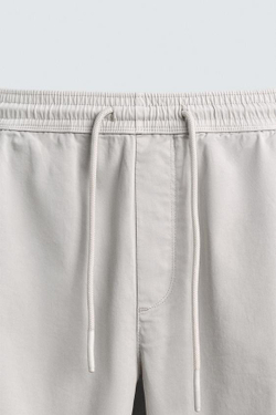 ZARA ЗАУЖЕННЫЕ БРЮКИ-ДЖОГГЕРЫ, СВЕТЛО-СЕРЫЙ