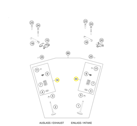 Ремкомплект клапана KTM SX/EXC-450F, HQV FC/FE-450, GASGAS MC-450F
