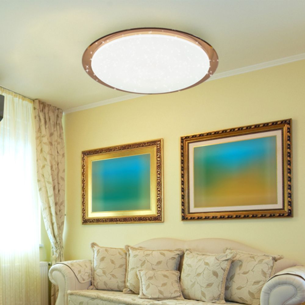 Светильник потолочный светодиодный ЭРА Классик с ДУ SPB-6-70-RC Saturn 70Вт 3000-6500К 5950Лм коричневый кант