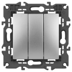 14-1107-03 ЭРА Выключатель тройной, 10АХ-250В, IP20, Эра Elegance, алюминий