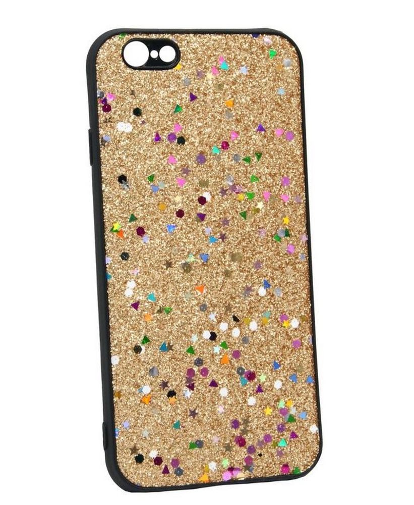 Чехол Case Rainbow на iPhone 6 (блестки и стразы-золото) 3