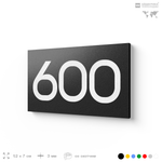 Номер на дверь 600, табличка на дверь для офиса, квартиры, кабинета, аудитории, склада, черная 120х70 мм, Айдентика Технолоджи