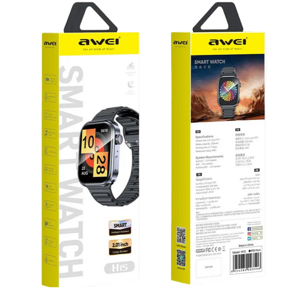 Смарт-часы Smart Watch Awei H15 (2.01")