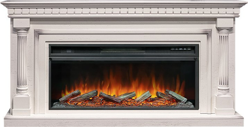 Каминокомплект Dallas - Слоновая кость с патиной (Ширина 1665 мм) с очагом Vision 42 LOG LED