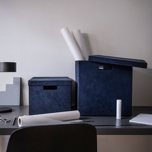 Коробка для хранения с крышкой IKEA GJATTA (ГЬЯТТА), Темно-синий, 25x35x20 см