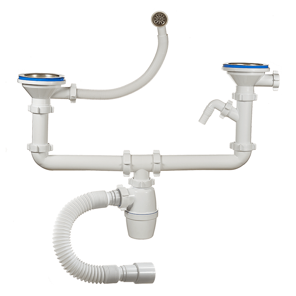 Сифон для мойки 3 1/2"(ф40) КРУГ. ПЕРЕЛИВ ДВОЙНОЙ СДКМ-Д