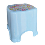 Табурет средний с рисунком светло-голубой