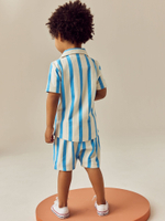 Рубашка с коротким рукавом и шорты в комплекте для мальчика Next E63-609, Синий, Кремовый