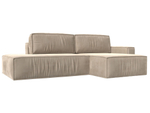 Диван угловой Прага модерн правый угол, Бежевый, Велюр, 116739
