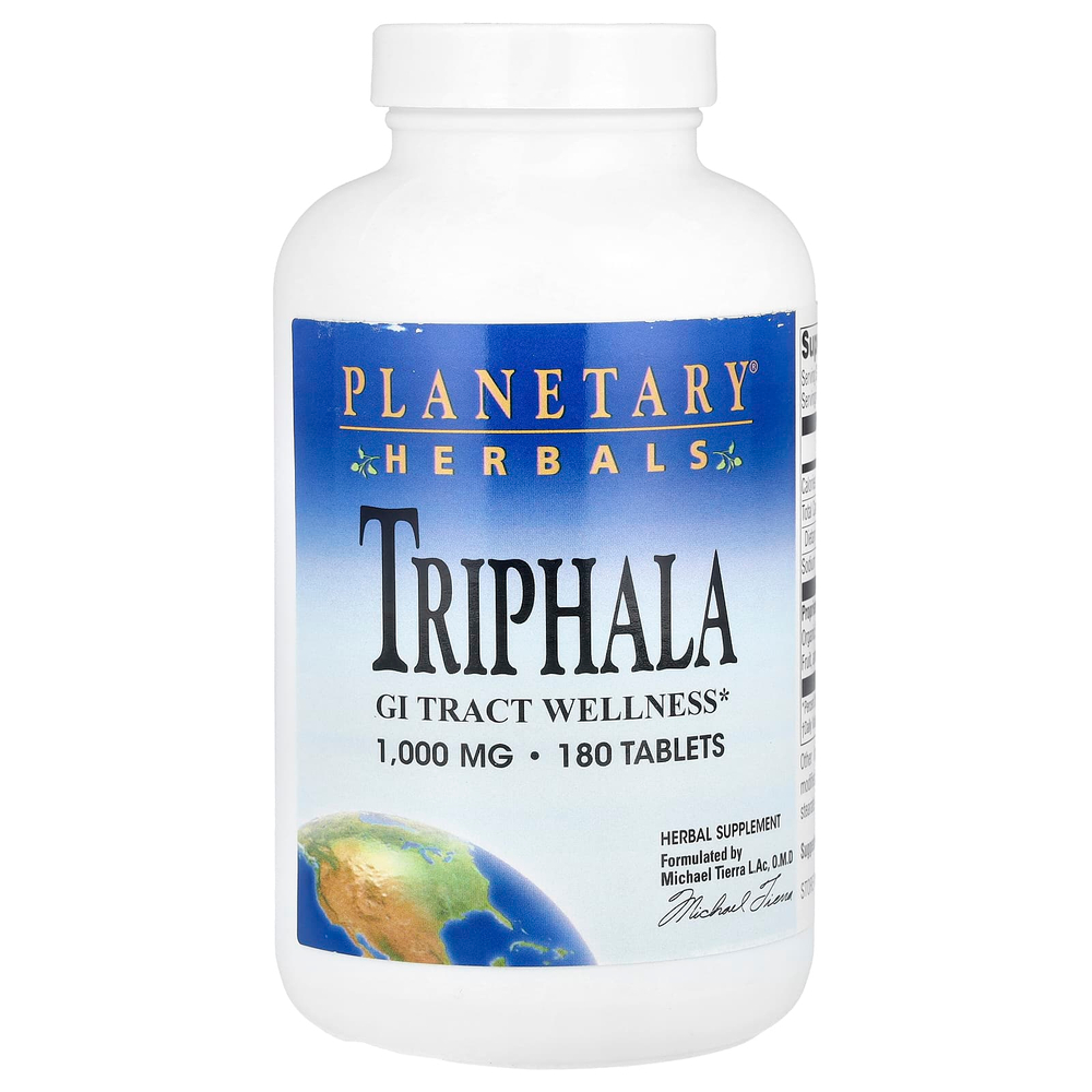 Planetary Herbals, трифала, 180 таблеток (1000 мг в 1 таблетке)