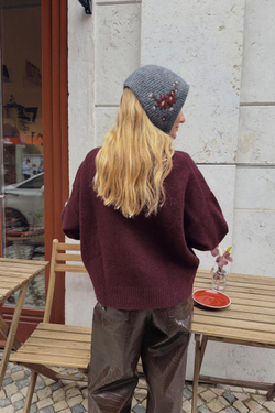 ZARA МЯГКИЙ ВЯЗАНЫЙ СВИТЕР С ВЫСОКИМ ВОРОТНИКОМ, БУРГУНДИ