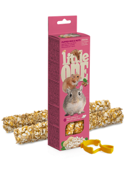 Little One Палочки для хомяков, крыс, мышей и песчанок с воздушным рисом и орехами 2*55 г