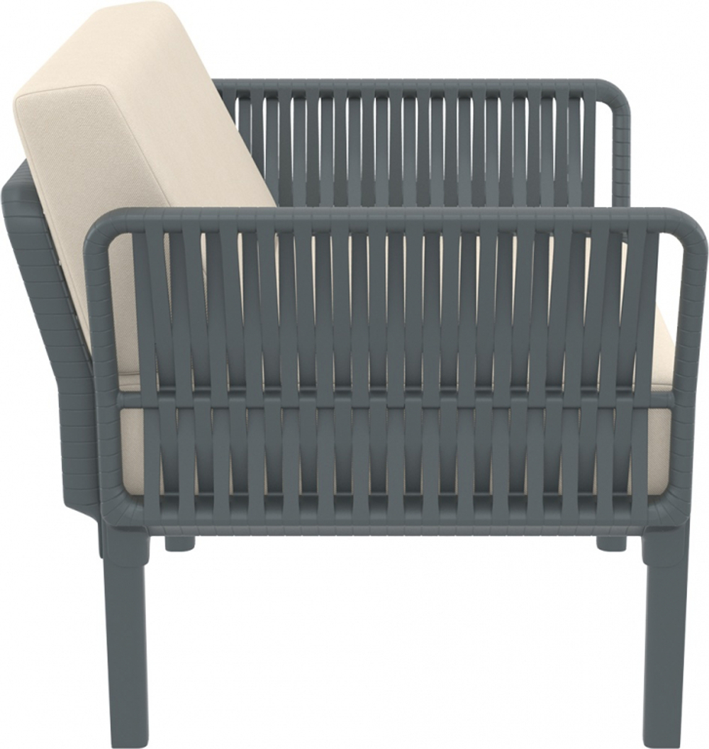 Кресло пластиковое с подушками Siesta Contract Portofino Lounge, темно-серый, бежевый