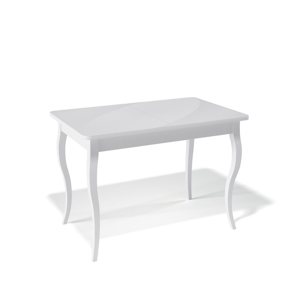 Стол обеденный, кухонный раздвижной KENNER 1100 С белый/стекло белое сатин