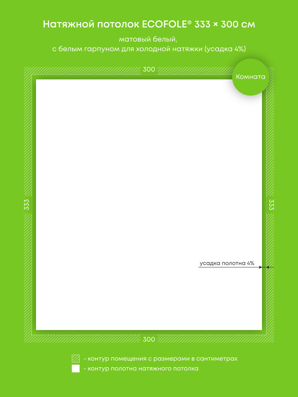 Матовый натяжной потолок 10 м2