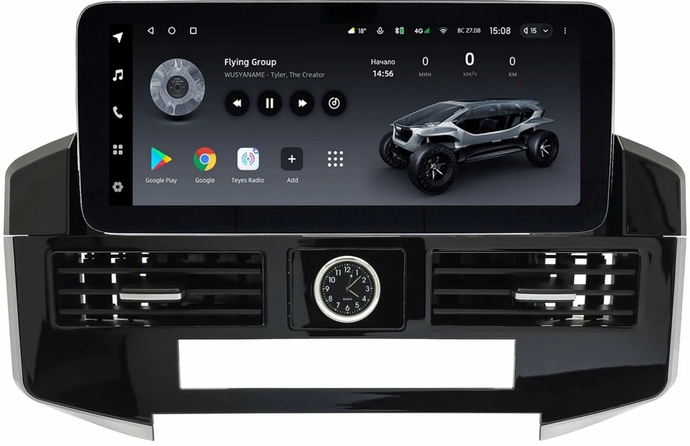 Магнитола для Toyota Land Cruiser 200 2007-2015 (экран климата снизу) - Teyes LUX ONE ROUND монитор 12.3" 2K QLED, Android 10, CarPlay, 4G SIM-слот