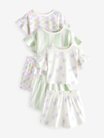 Пижама для девочки Next AC0-790, 3 шт., Сиреневый, Салатовый, Белый