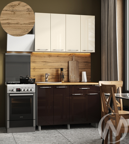 Кухня Нора 1.2м (корпус белый/ваниль; горький шоколад) 26мм дуб вотан