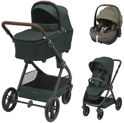 Коляска детская Maxi-Cosi Oxford Plus 3 в 1 с автокреслом Pebble 360 Pro Twillic Truffle 1978403110 Twillic Green/Зеленый