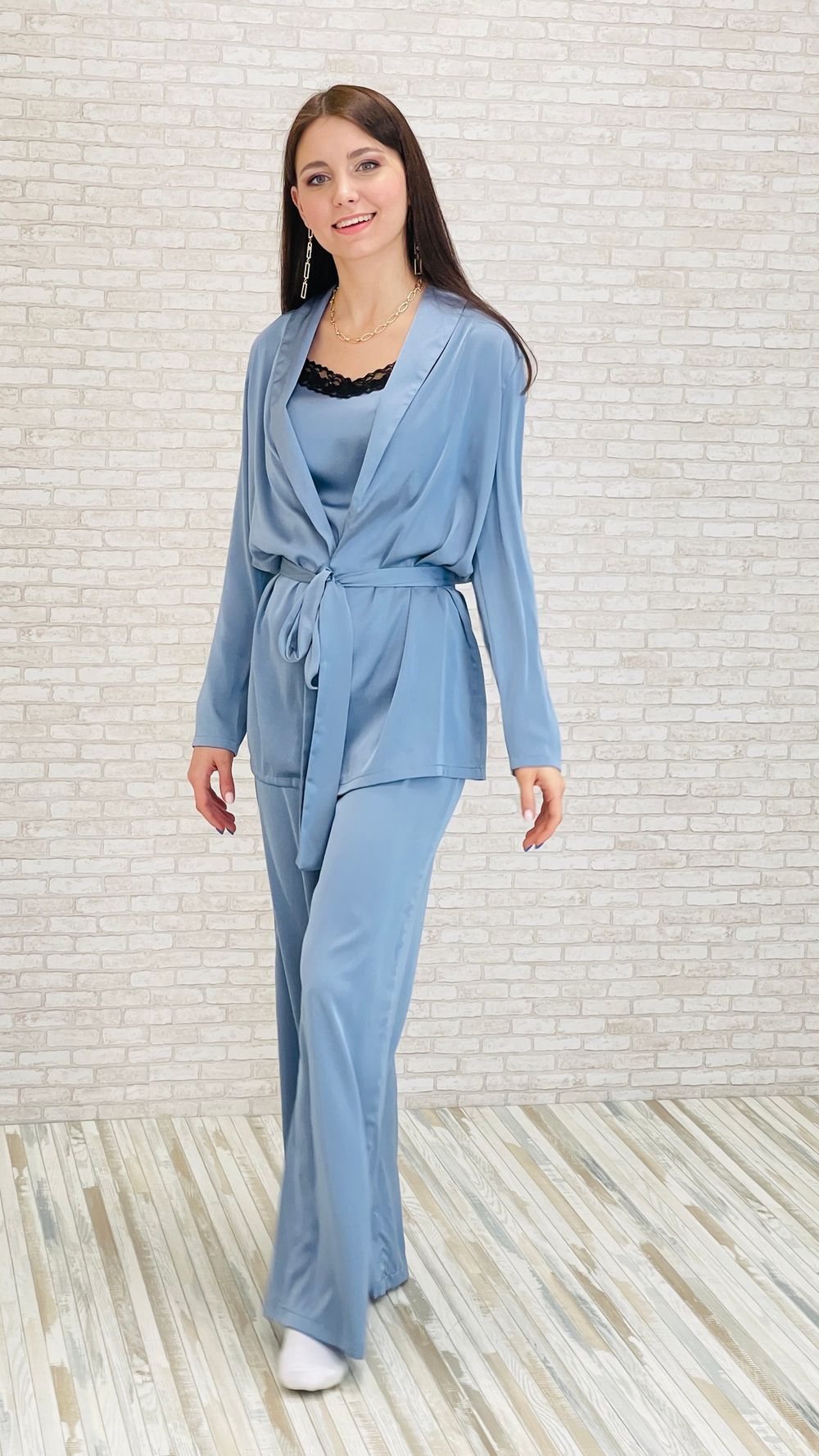 костюм-тройка из шёлк-стрейч
