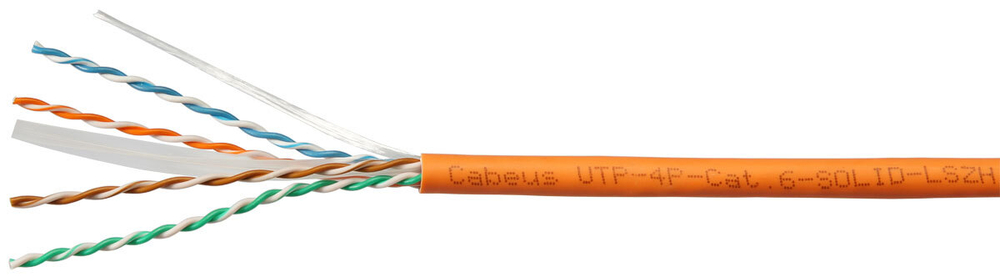 Кабель витая пара U/UTP 6 кат. 4 пары Cabeus UTP-4P-Cat.6-SOLID-LSZH